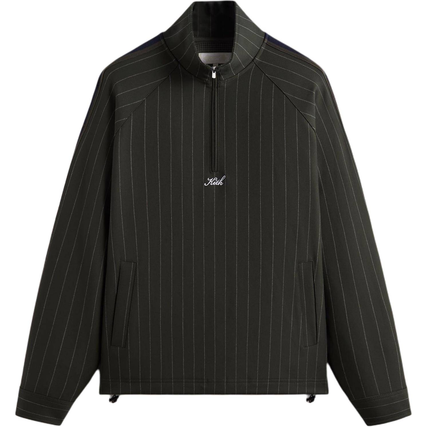 KITH Olive Striped Mock Neck Long Sleeve Sweatshirt KHM031909-302