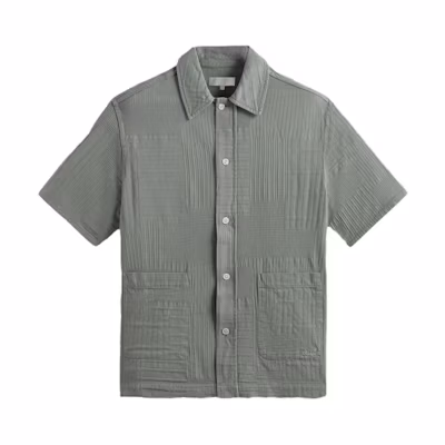 KITH Overdyed Button-Up Solid Short Sleeve Shirt Men’s Green khm031905-368