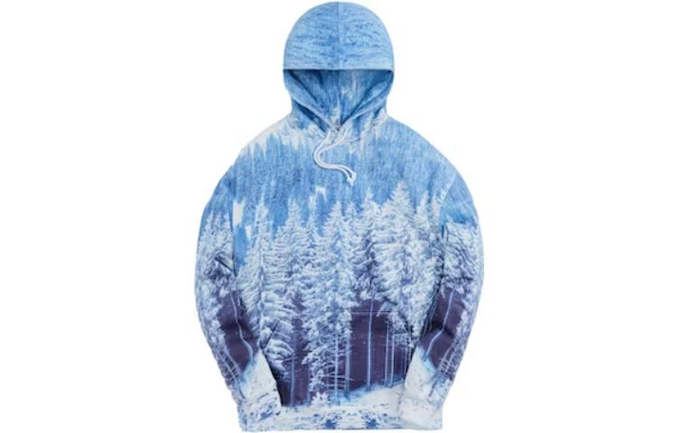 KITH Oversized Printed Pullover Hoodie Blue KHM030345-101