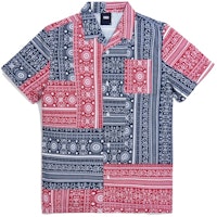 KITH Patchwork Camp Shirt Red/Navy Multi KITH Patchwork Camp Shirt Red/Navy Multi