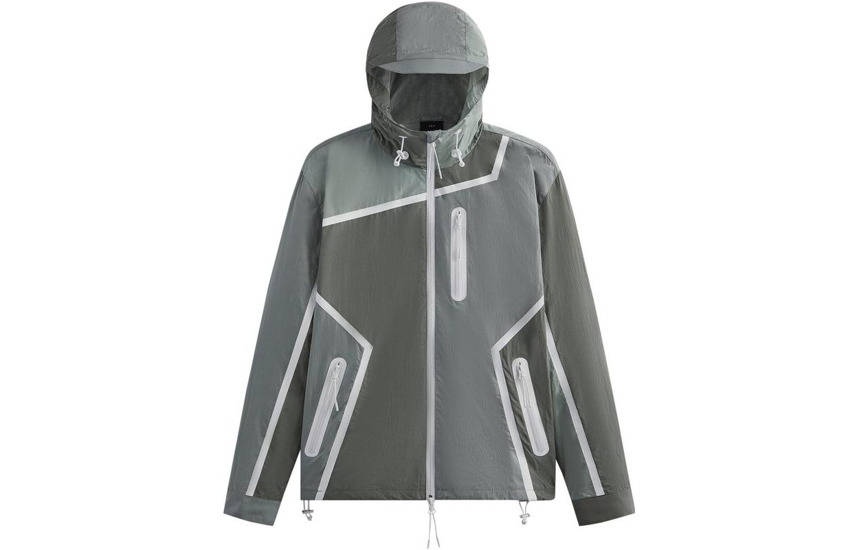 KITH Patchwork Zip-Up Hoodie Jacket Gray Green KHM010275-337