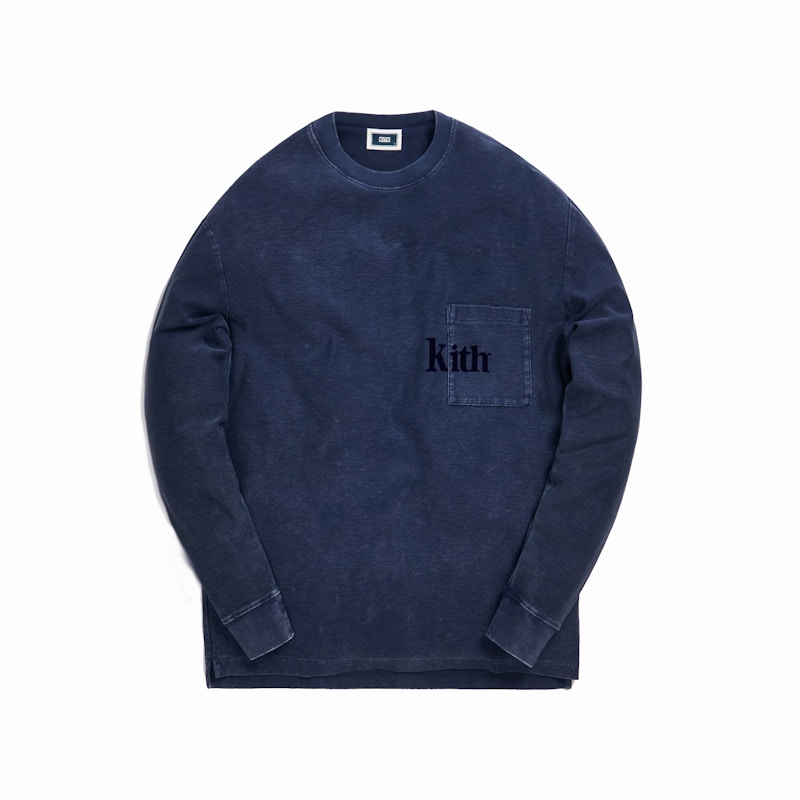 KITH Quinn Crystal Washed L/S Tee Obsidian/Navy