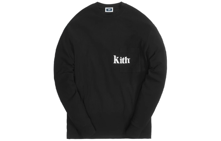 KITH Quinn Pocket Logo Long Sleeve Tee Unisex Black KH3994-001