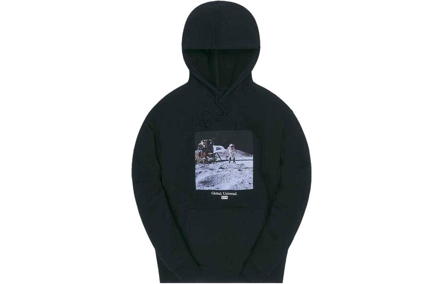 KITH Relaxed Fit Letter Print Pullover Hoodie - Black KH2614-100