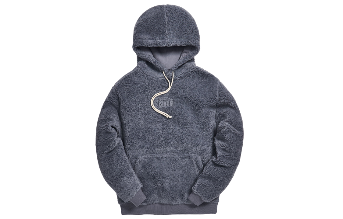 KITH Sherpa Classic Logo Hoodie Grey Long Sleeve Sweatshirt KH2425-105