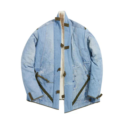 KITH Sherpa GL1 Oversized Washed Denim Jacket Light Blue Long Sleeve GLEM025-BLU