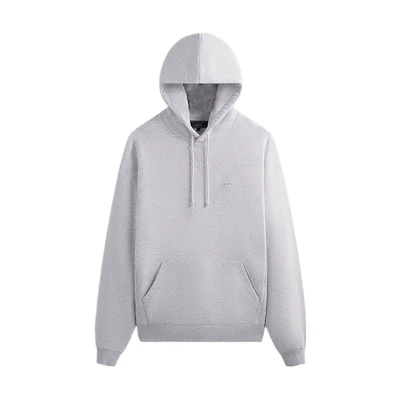 KITH Small Logo Embroidered Drawstring Hoodie Unisex Light Heather Gray KHM031536-002