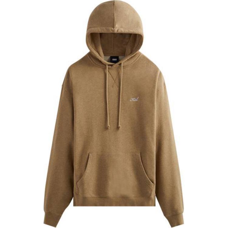 KITH Solid Color Logo Embroidered Hoodie Brown Long Sleeve Pullover KHM030623-217