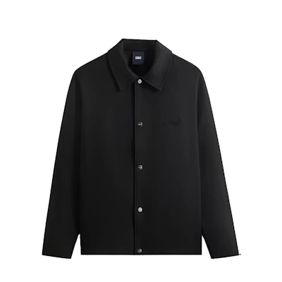 KITH Solid Color Reversible Knit Coach Jacket Black Embroidered Logo KHM010072-001