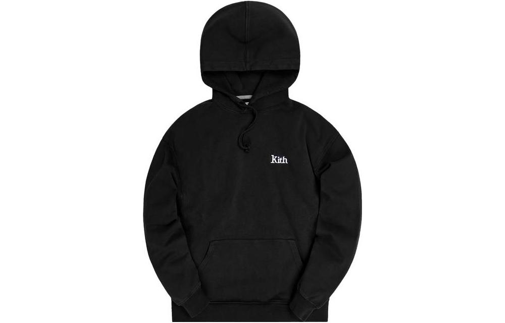 KITH Solid Letter Embroidered Drawstring Hoodie - Black KH2507-100