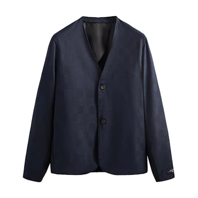 KITH Solid V-Neck Button-Up Navy Blue Jacket KHM010311-413