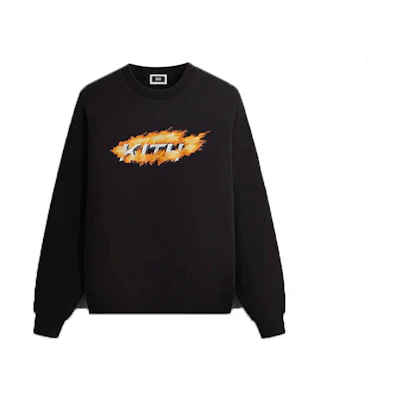 KITH Spring Graphics SS24 Logo Floral Print Vintage Sweatshirt Unisex Black KHM031951-001