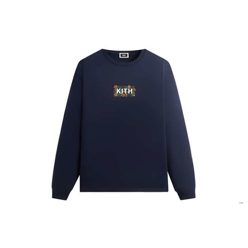 KITH Spring Graphics SS24 Logo Print Vintage Crewneck Sweatshirt Nightshade KHM032172-413