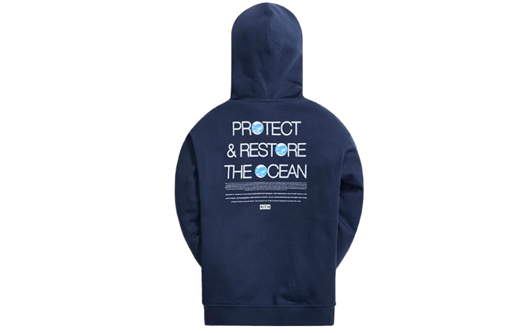 KITH SS21 Blue Logo Print Hoodie with Drawstrings Unisex KH2693-102