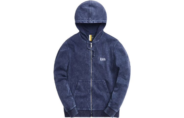 KITH SS21 Blue Unisex Solid Color Zip-Up Hoodie Sweatshirt KH2706-401