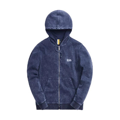 KITH SS21 Blue Unisex Solid Color Zip-Up Hoodie Sweatshirt KH2706-401