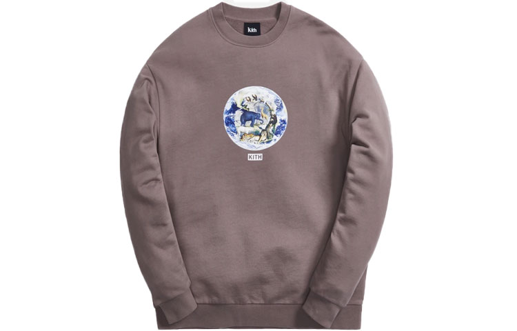 KITH SS21 Earth Graphic Crewneck Sweatshirt Unisex Brown Red KH2690-108