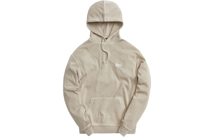 KITH SS21 Solid Logo Hoodie Long Sleeve Unisex Light Khaki. KH2667-207