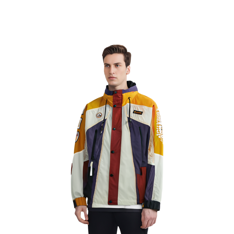 Details for KITH SS22  Colorblock Hooded Jacket Gold Yellow. XO8394-705