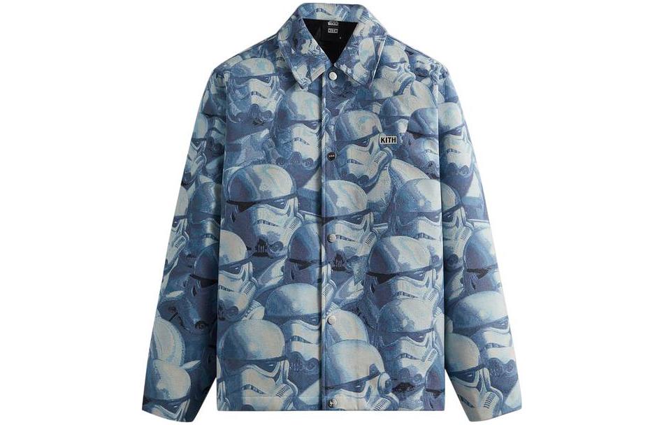 KITH SS23 Blue All-Over Print Single-Breasted Jacket KHM010298-409