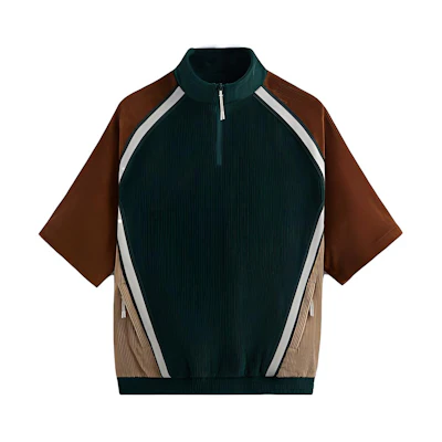 KITH SS23 Colorblock Corduroy Half-Zip Jacket Green Unisex KHM030939-302