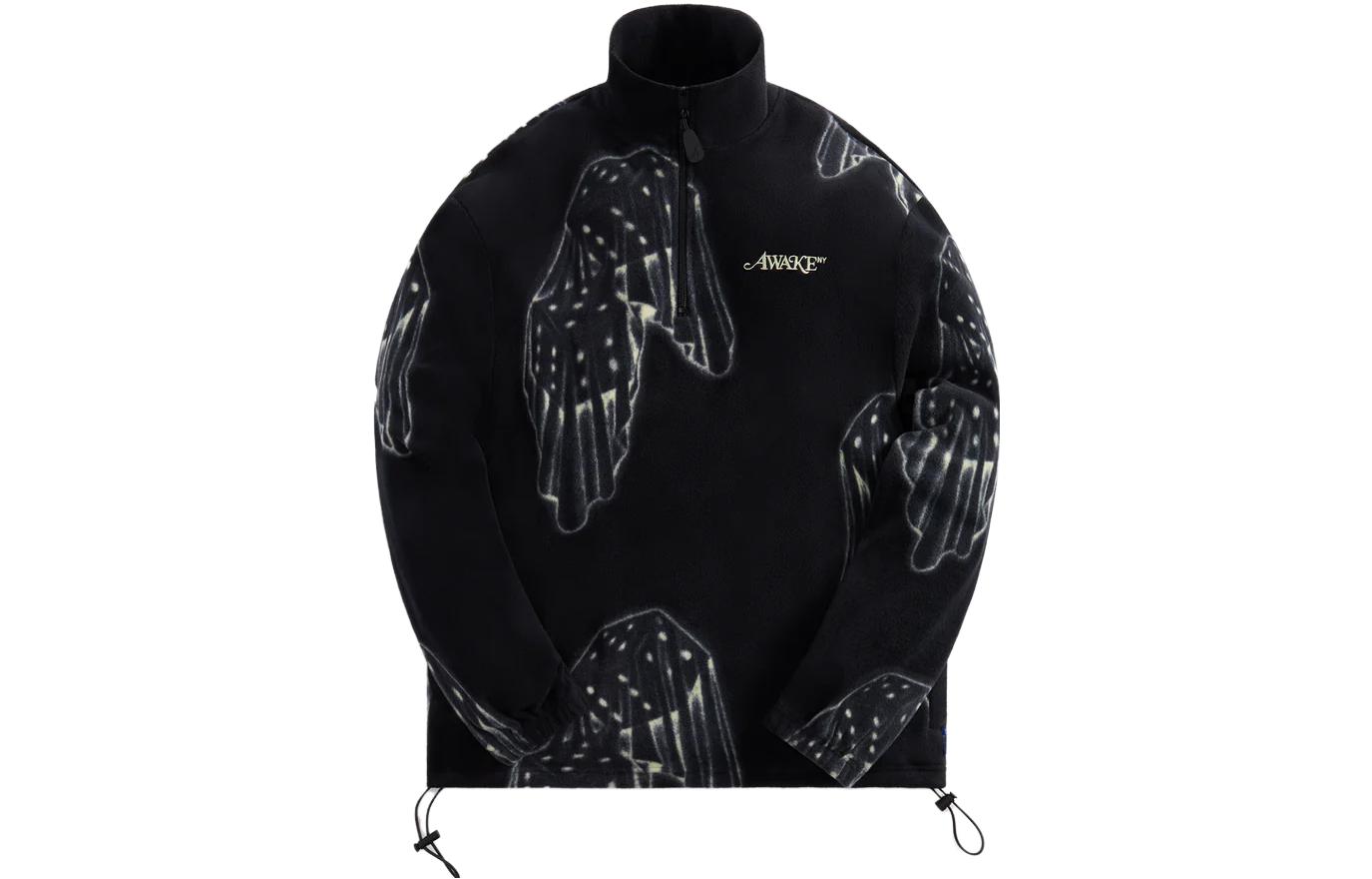 KITH SS23 Dice Print Fleece Mock Neck Sweatshirt Black () AWK-SP23-OT004-BLK