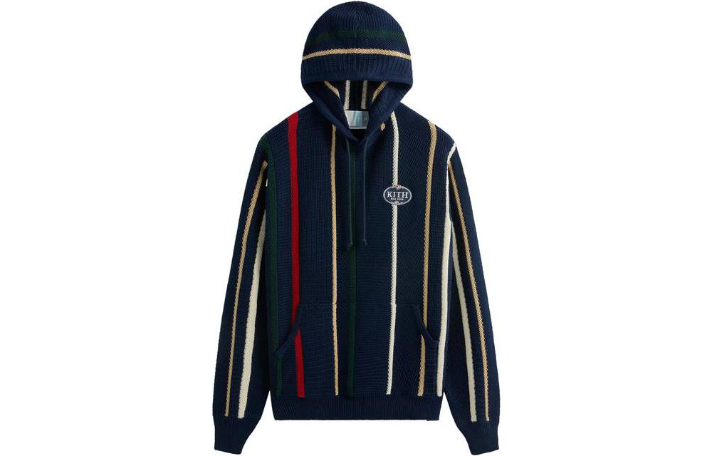 KITH SS23 Navy Striped Hoodie Unisex Casual Long Sleeve KHM031377-413