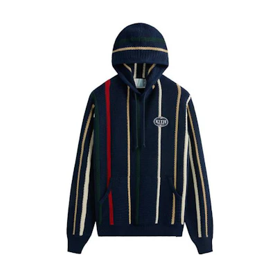 KITH SS23 Navy Striped Hoodie Unisex Casual Long Sleeve KHM031377-413