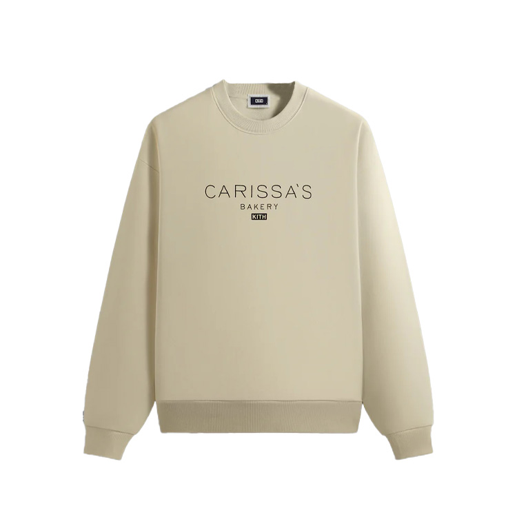 KITH SS24 Carissa's Bakery Logo Beige Unisex Crewneck Fashion Sweatshirt khm032740-104