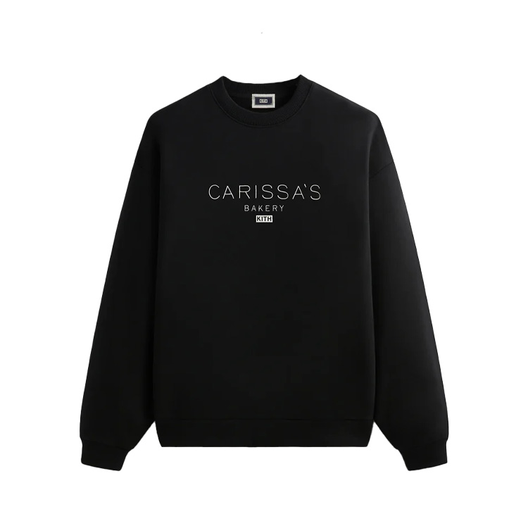 KITH SS24 Carissa's Bakery Logo Print Black Unisex Crewneck Sweatshirt khm032740-001