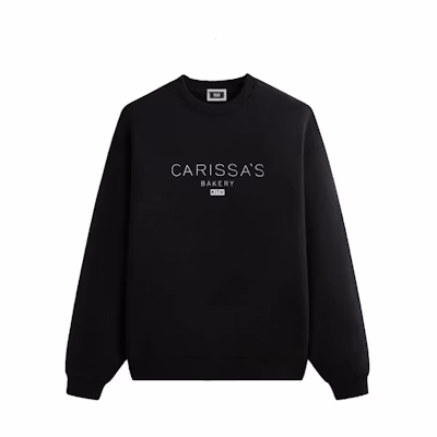 KITH SS24 Carissa's Bakery Logo Print Black Unisex Crewneck Sweatshirt khm032740-001