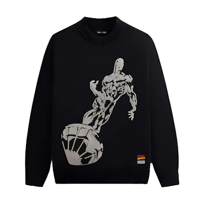 KITH SS24 Marvel 85th Anniversary Silver Surfer Crewneck Sweatshirt Black KHM032561-001