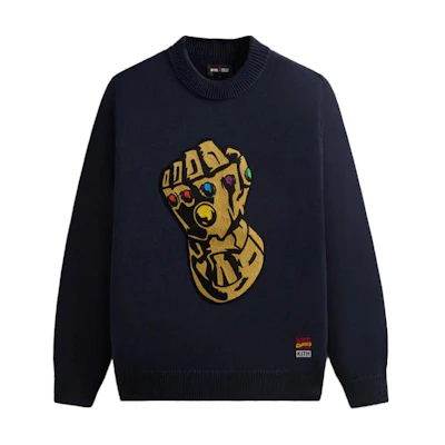 KITH SS24 Marvel 85th Anniversary Thanos Crewneck Long Sleeve Sweatshirt Night KHM032560-413