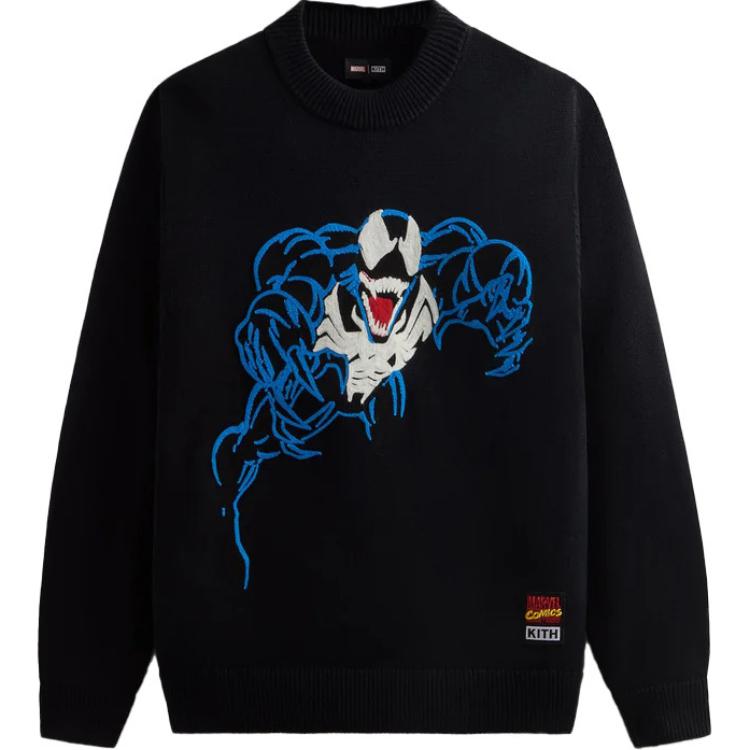 KITH SS24 Marvel Venom Lewis 85th Anniversary Hoodie Black Fashionable Wear KHM032559-001