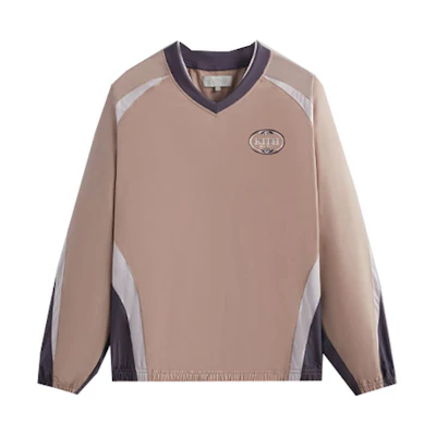 KITH SS24 Spring Delivery II V-Neck Colorblock Raglan Sweatshirt Perfume. KHM031821-688