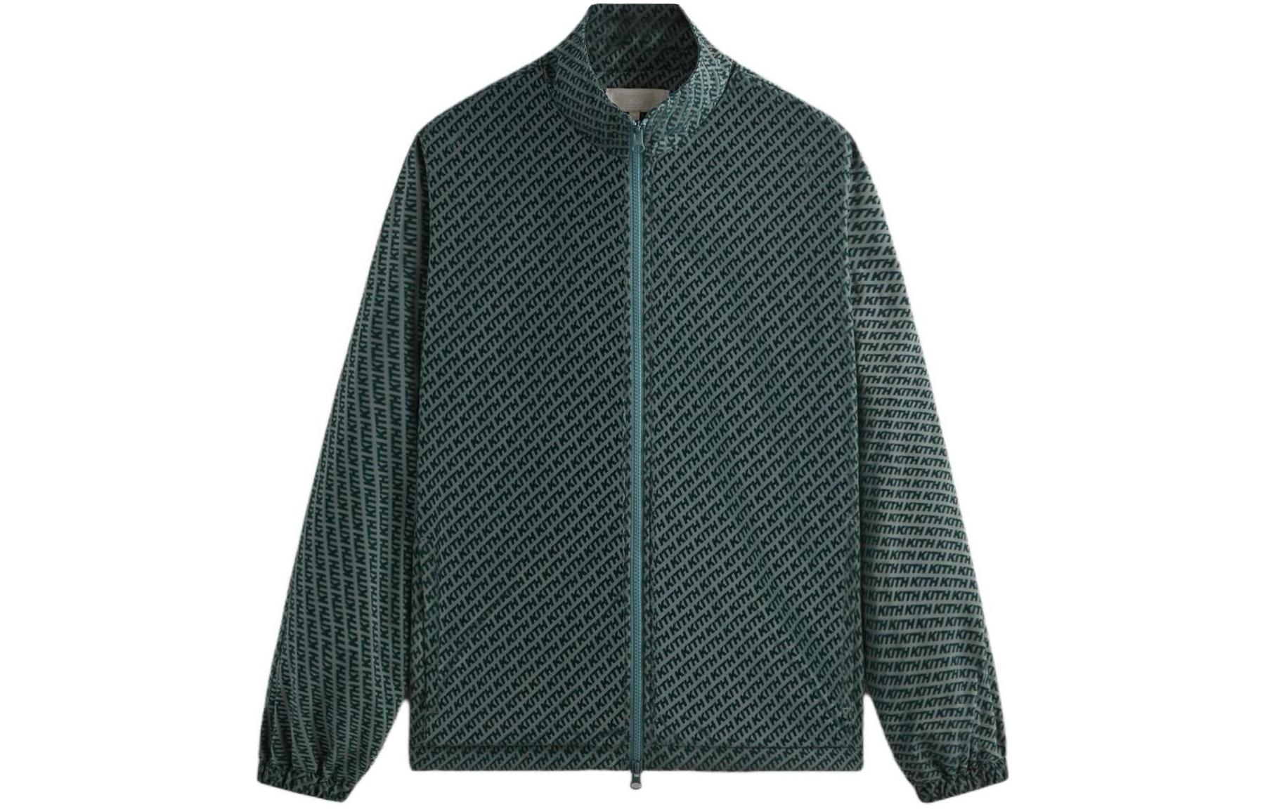 KITH SS24 Spring Delivery II Flocked Script Full-Print Jacket Regal Color KHM010520-307