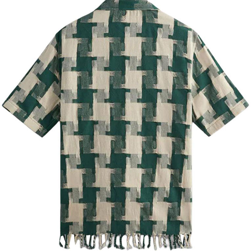 Lookbook KITH SS24 Summer Houndstooth Button-Up Short Sleeve Shirt Pine Tree Unisex. khm032169-308
