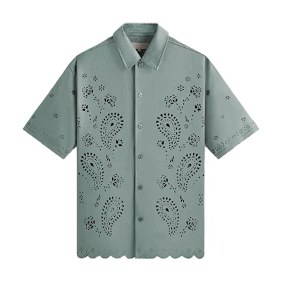 KITH SS24 Summer Isaac Button-Up Polo Shirt Unisex - Harbor Green. khm032066-422