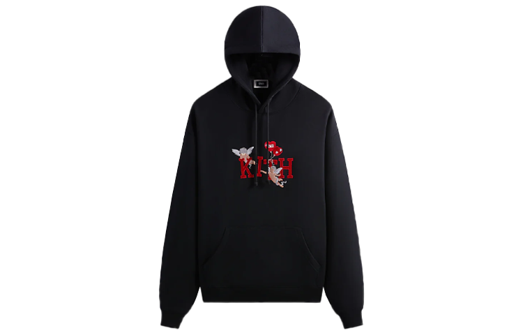 KITH SS24 Valentine's Capsule Cupid Embroidery Hoodie Unisex Black KHM031847-001