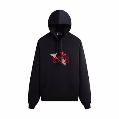KITH SS24 Valentine's Capsule Cupid Embroidery Hoodie Unisex Black KHM031847-001