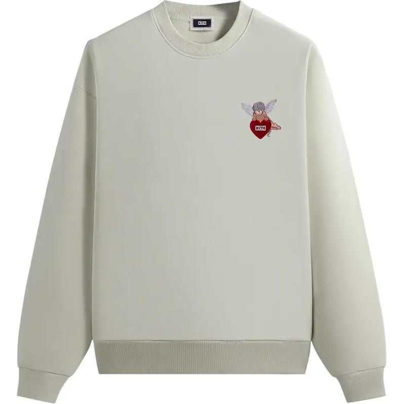 KITH SS24 Valentine's Cupid Embroidered Crewneck Sweatshirt Chalk Unisex khm031846-410