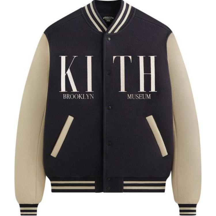 KITH SS25 Colorblock Letter Logo Button Jacket Blue KHM032919-002