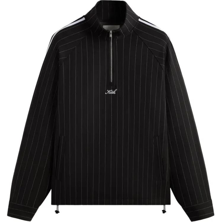 KITH Striped High-Neck Long-Sleeve Sweatshirt Black KHM031909-001