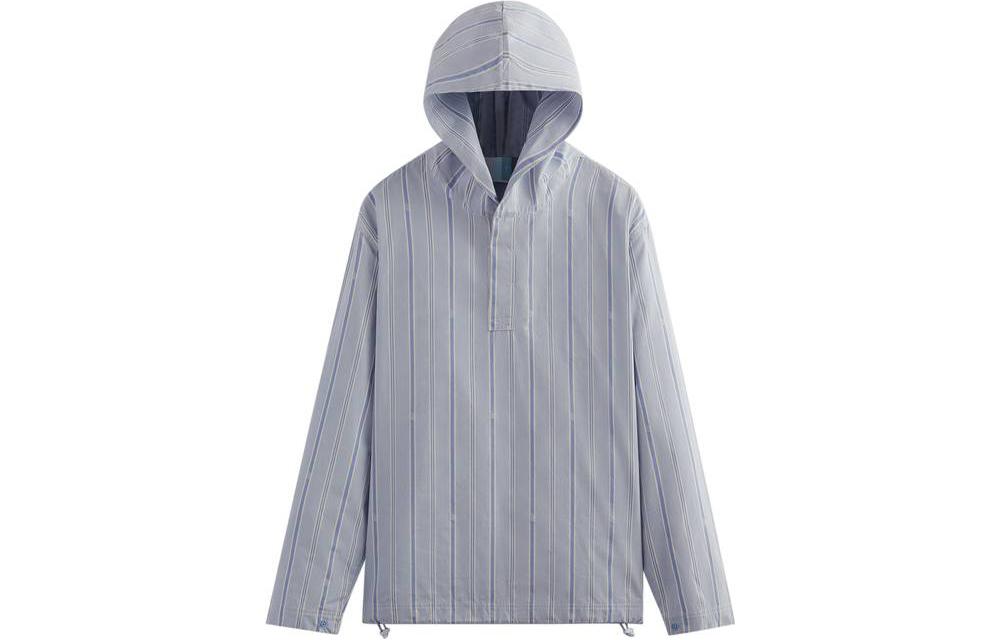 KITH Striped Jacquard Logo Embroidered Hoodie Blue () KHM031378-463