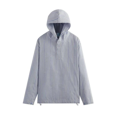 KITH Striped Jacquard Logo Embroidered Hoodie Blue () KHM031378-463