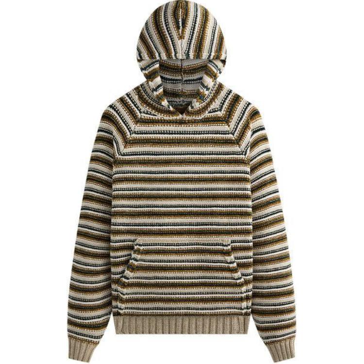 KITH Striped Raglan Pullover Hoodie Beige () KHM032650-980