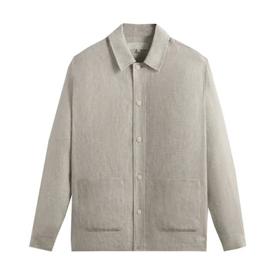KITH Summer SS24 Striped Long Sleeve Shirt Unisex Light Heather Gray. khm032048-002