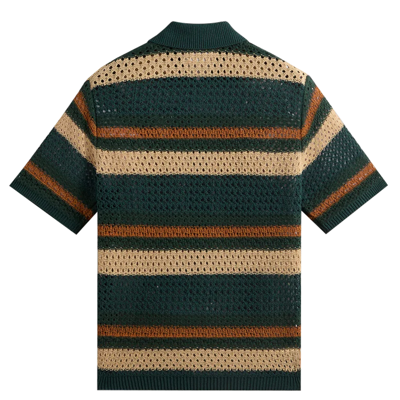 Lookbook KITH Summer SS24 Unisex Striped Crochet Button-Up Short Sleeve Shirt Chronicle. KHM032046-329