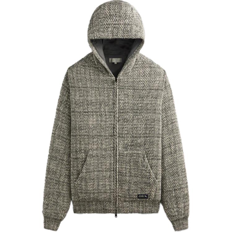 KITH Textured Tweed Sierra Hoodie Jacket Winter 2024 in Fin Color KHM010729-022