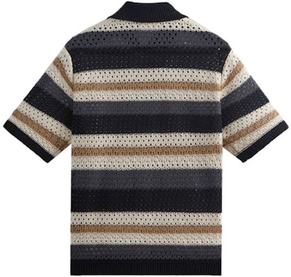 キス トンプソン クロシェ ストライプ ボタンダウン ニットシャツ ブラック半袖 KHM031095-001 Lookbook キス トンプソン クロシェ ストライプ ボタンダウン ニットシャツ ブラック半袖 KHM031095-001